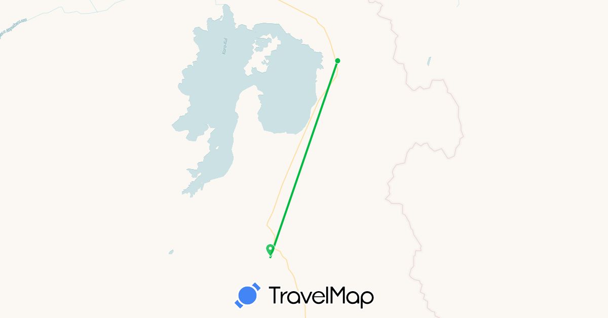 TravelMap itinerary: driving, bus in Tajikistan (Asia)